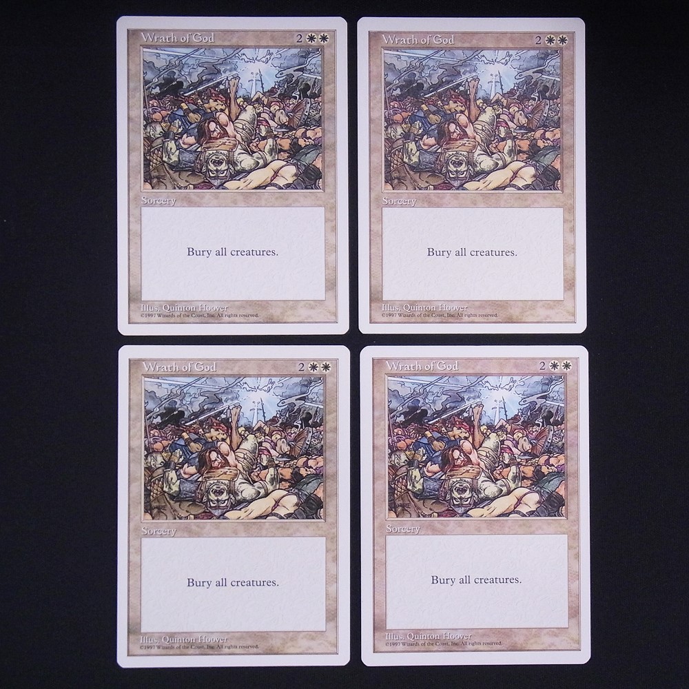 ◆【中古MTG】マジックザギャザリング│神の怒り/Wrath of God【EN/5ED】4枚セット