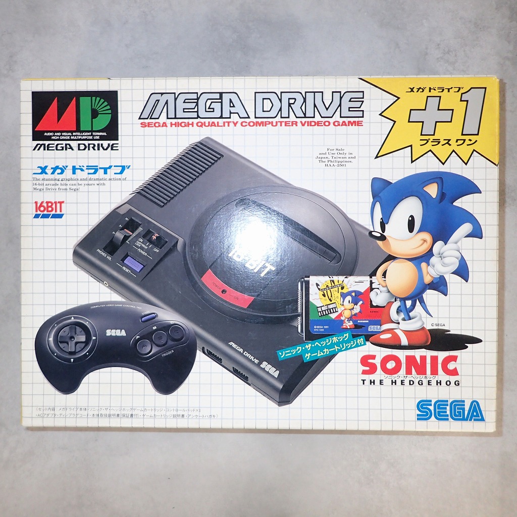 【中古ハード】 メガドライブ プラスワン 本体 HAA-2510 ソニック・ザ・ヘッジホッグ ゲームカードリッジ付