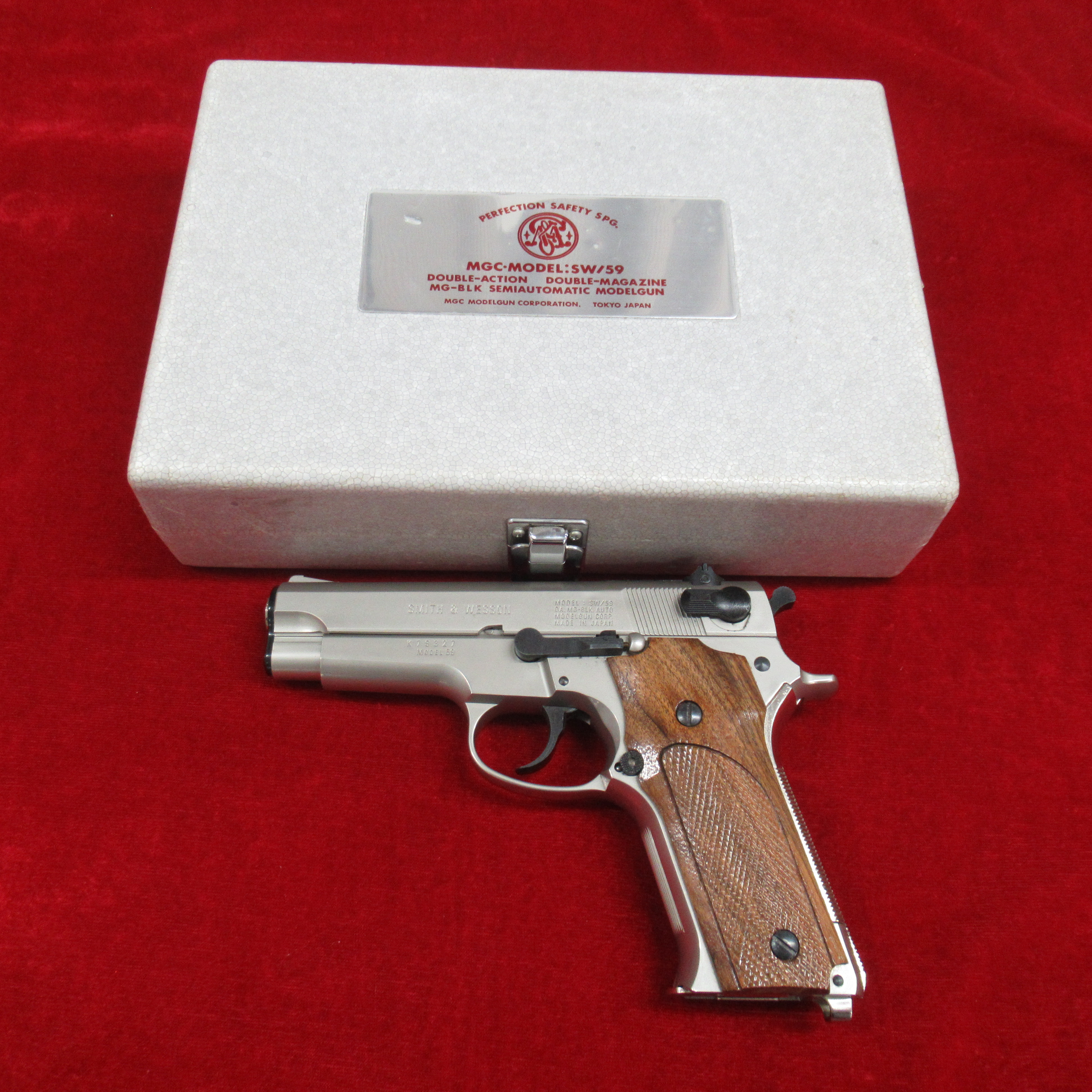 MGC S&W M59 フレームシルバー ABS モデルガン 塗装品 木製グリップ