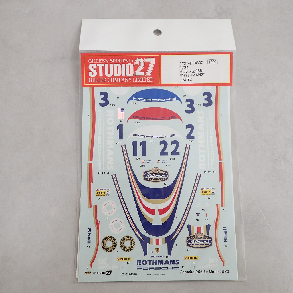 STUDIO27 1/24 ポルシェ956 ROTHMANS LM ’82 DC430C デカール 【未開封】