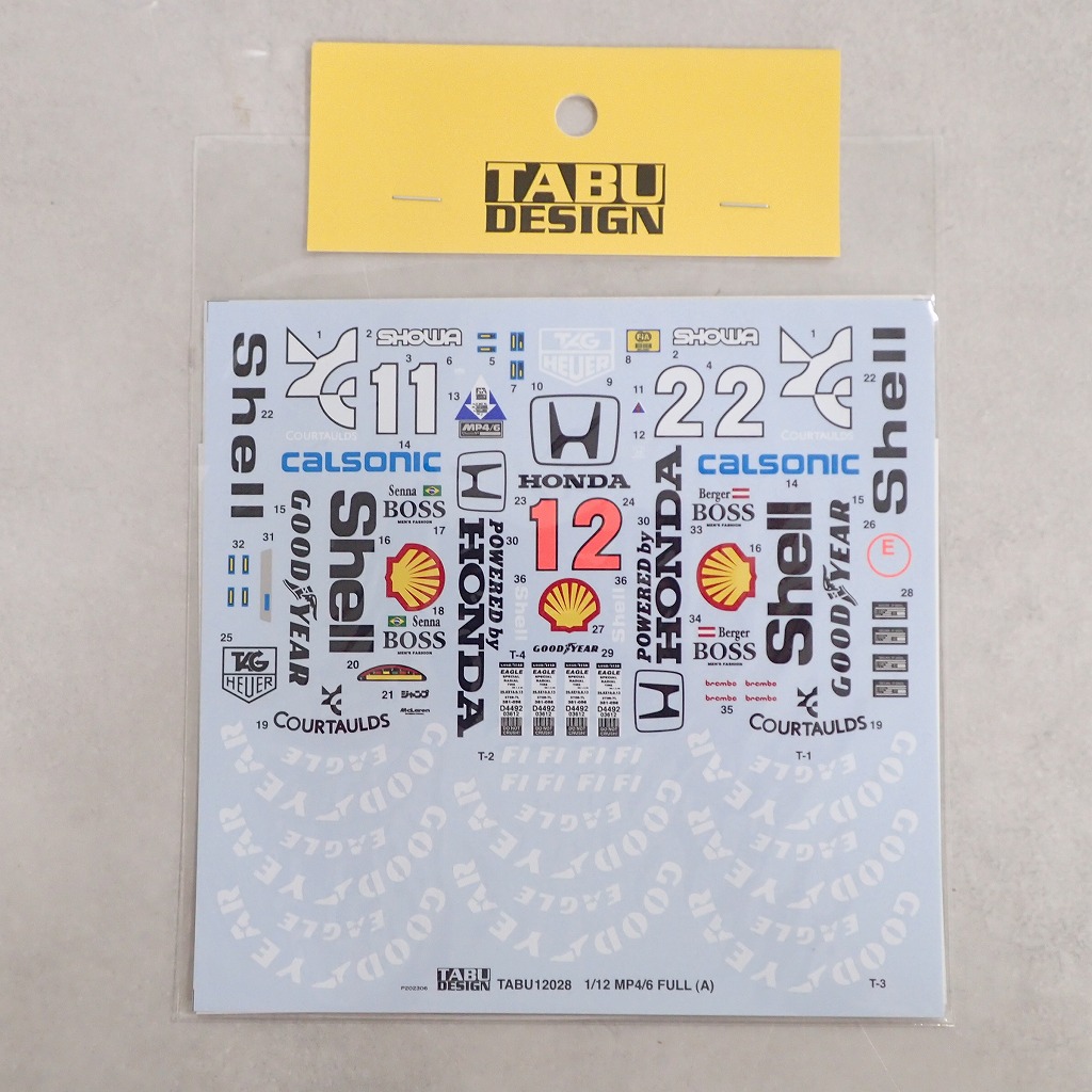TABU DESIGN 1/12 マクラーレン MP4/6 フルスポンサーデカール 12028 Marlboroデカール
