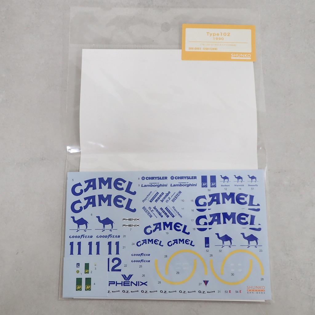 SHUNKO 1/20 ロータス タイプ 102B 1990 SHK-D083 CAMELデカール タミヤ対応 【未開封】