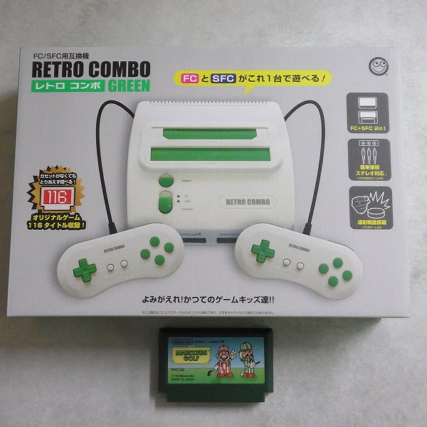 【中古ハード】コロンバスサークル│スーパーファミコンハード　レトロコンボ GREEN/ソフト1本付