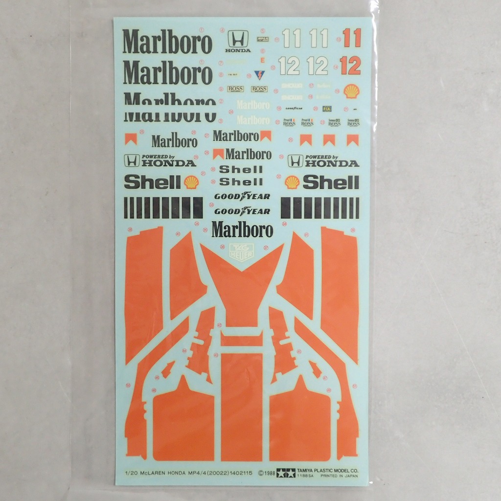 タミヤ 1/20 マクラーレン ホンダ MP4/4 (20022) 1402115 Marlboroデカール