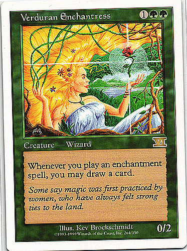 中古MTG【6ED】	新緑の女魔術師/Verduran Enchantress《英》（MTG/マジック:ザ・ギャザリング）【管理:M0253】