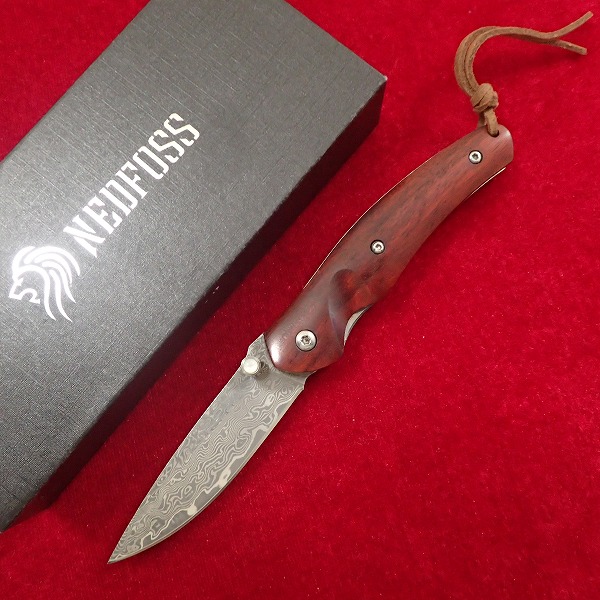 NEDFOSS フォールディングナイフ ダマスカス ウッドハンドル