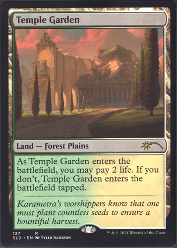 中古MTG【Secret Lair】寺院の庭/Temple Garden《英》（MTG/マジック:ザ・ギャザリング）【管理:M0483】